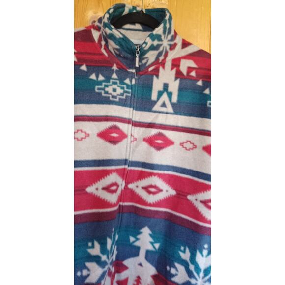 Vintage Jane Ashley Fleece Jacket Women's 2X Plus Size Gray Red Tribal Western - Picture 6 of 8